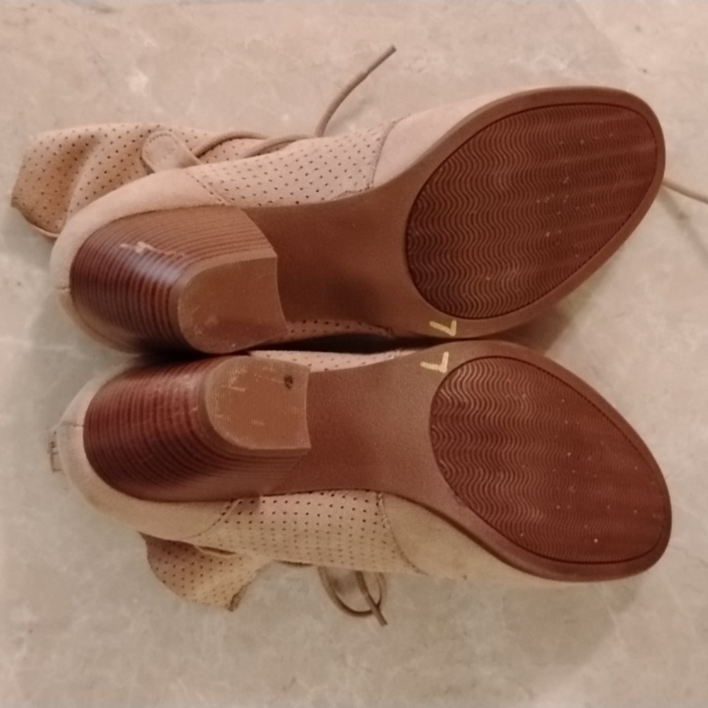 Maurices Lace Up Tan Suede Boots - Picture 8 of 9